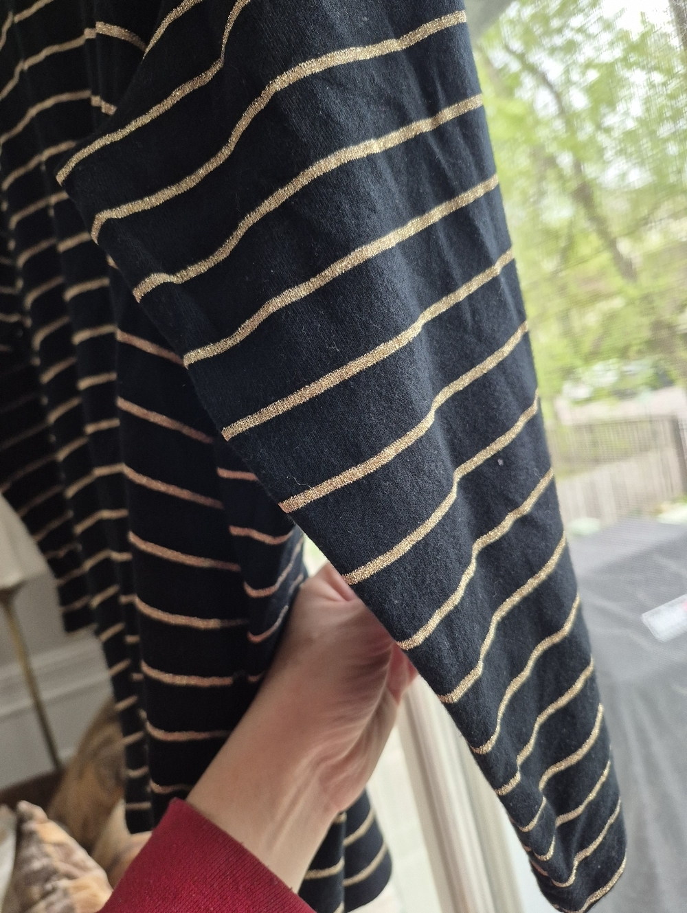 Lauren Ralph Lauren 3x Boat Neck Navy Gold Stripe Long Sleeve Tee. - Picture 3 of 4